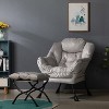 KTMBDW Fabric Lazy Chair with Foldable Ottoman, Accent Comfy Lounge Arm Chair and Folding Footrest Stool Set for Living Room, Bedroom, Dorm - 4 of 4