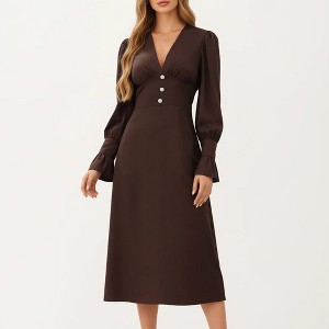 coffee brown midi dress Z Supply Palisades Midi Dress In Iced Coffee
