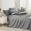 7-Piece Queen Stripe Bed-in-a-Bag - White/Grey/Black Patchwork Comforter & Sheet Set, All-Season Soft Microfiber (Grey) - 4 of 4