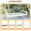 Gulches White Twin Size Porch Swing Bed, Patio Acacia Wood Swing Frame with Hemp Ropes for Garden/Backyard, 400lbs Capacity, Easy Installation - 4 of 4