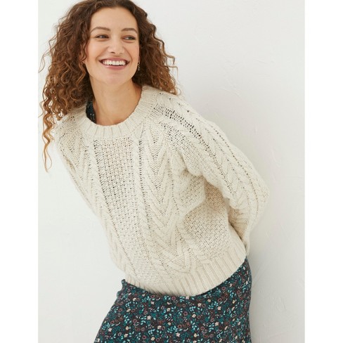 Crew cable knit online jumper womens