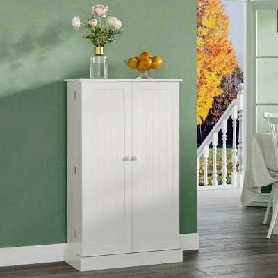 White Vertical Kitchen Pantry with Adjustable Shelves