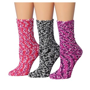 Tipi Toe Women's 3-Pairs Cozy Microfiber Anti-Skid Velvet Noir Patterned Soft Fuzzy Crew Socks - 1 of 1