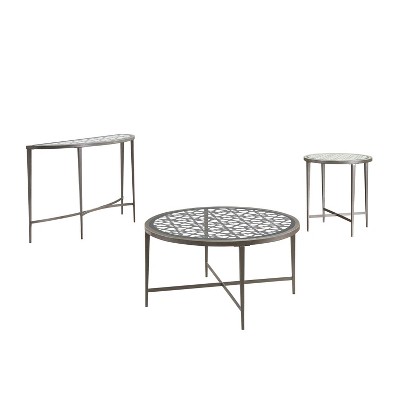 3pc Harding Coffee Table Set Silver - miBasics