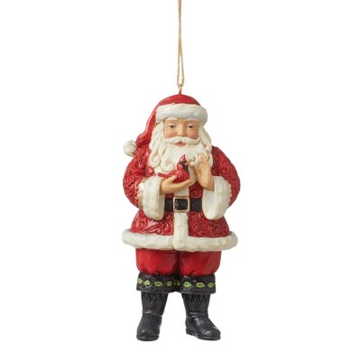 Jim Shore 4.5 Inch Santa With Cardinal In Hands Heartwood Creek Ornament Tree Ornaments
