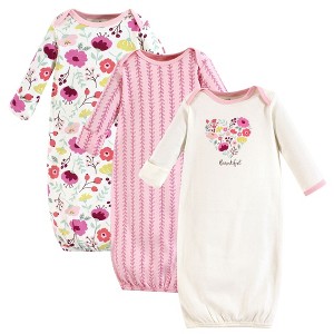 Touched by Nature Baby Girls Organic Cotton Long-Sleeve Gowns 3pk, Botanical - 1 of 1
