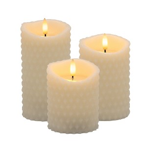 LumaBase Battery-Operated Textured Candles - Set of 3 - 1 of 4