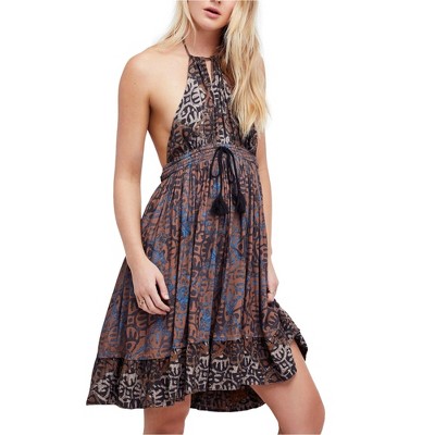 Free People Womens Beach Day Mini Dress, Brown, X-Small
