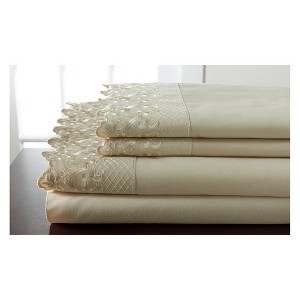 Hotel Lace Microfiber Sheet Set (Full) Taupe - Elite Home Products, Brown
