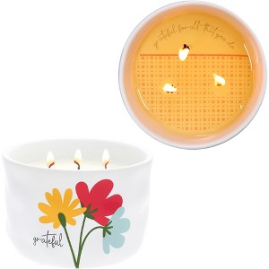 Pavilion Gift Company - Grateful - 12 oz - 100% Soy Wax Reveal Triple Wick Candle Scent: Tranquility - Flame Candles - 1 of 4