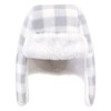 Hudson Baby Infant and Toddler Fleece Trapper Hat and Mitten 2pc Set, Gray White Plaid - 3 of 3