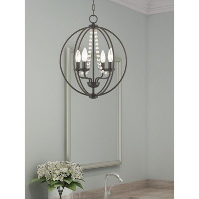 Arabella English Bronze 4-Light Mini Chandelier with Crystals