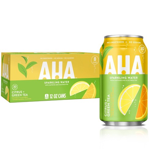 AHA Citrus + Green Tea Sparkling Water - 8pk/12 fl oz Cans - image 1 of 3