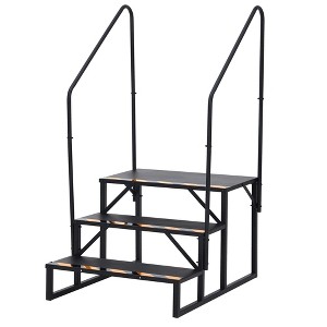 RV Steps with 1 Handrails, Heavy Duty Hot Tub Steps, Portable Mobile Home Stairs Steps, Ladder Stairs for Travel Trailer, Camper, Pool, 2 Step - 1 of 4