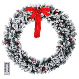 SEVOBAL Wreaths 60in Snow Flocked Christmas Wreath Artificial Xmas Wreath with 600 PVC Tips and DIY Ornaments for Xmas Decor, Green, 60"*5"*60" - 1 of 4