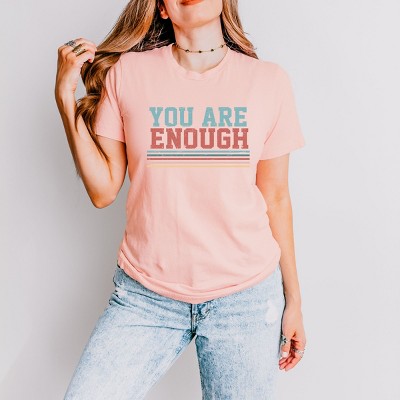 Simply Sage Market You Are Enough Stripes Short Sleeve Tee - S - Blush