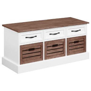 NicBex Modern 39.25" Storage Bench with 3 Drawers and 3 Baskets for Living Room and Entryway - 1 of 4
