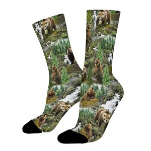 Brown Bear Women Printed Crew Socks Funny Funky Socks Soft Polyester Novelty Gifts for Artists Men - 1 of 1
