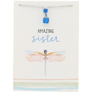 Pavilion Gift Company - Sister Blue Topaz - 16.5"-18.5" White Gold Plated Necklace with Cubic Zirconia Stones - Necklaces - 1 of 4