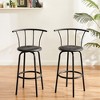 VECELO 27.3 in. Bar Stools Set of 2, Metal Barstools with Back, Tall Chair for Pub or Kitchen, Brown/Gray - 2 of 4