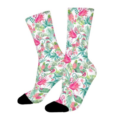 Tropical Floral Women Printed Crew Socks Funny Funky Socks Soft Polyester Novelty Gifts for Artists Men