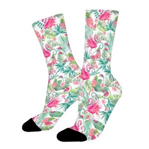 Tropical Floral Women Printed Crew Socks Funny Funky Socks Soft Polyester Novelty Gifts for Artists Men - 1 of 1