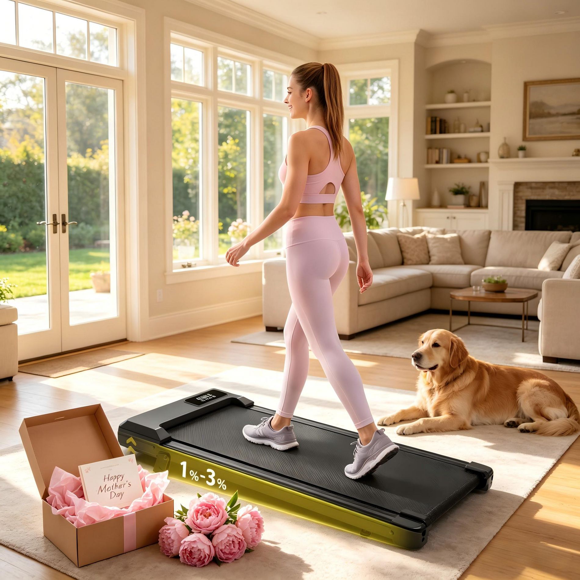 Mother's Day Gift - Redliro Walking Pad Treadmill with Incline, Portable Under Desk Treadmill for Home Office, Black