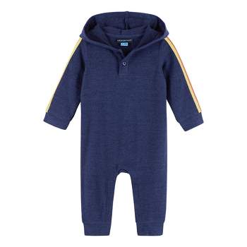 Andy & Evan Infant Boys Hooded Hacci Romper Blue, Size 6-9 Months