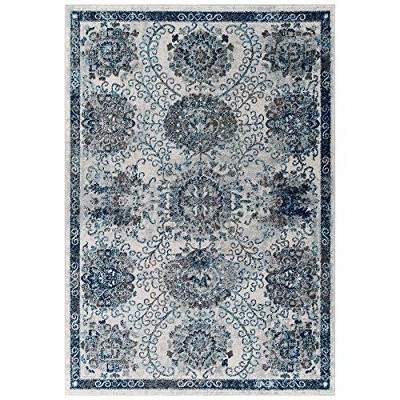 Modway Entourage Kensie Distressed Floral Moroccan Trellis 8x10 Area Rug