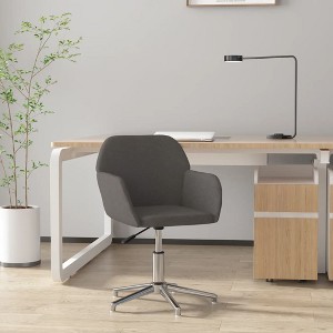 vidaXL Swivel Office Chair Dark Gray Fabric - 1 of 4
