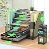Aghana Digitals Black Iron Desk Organizer Kit: 5-Tier Letter Tray with Sliding Drawer & Pen Holder - 2 of 3