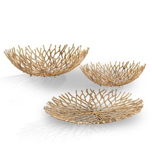 SPI Home Coral Tray and Bowls Set – Metal Coastal Serving Set, 21.5" Diameter, Ocean-Inspired Decor - 1 of 3