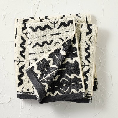2pc Vertical Thorns Bath and Hand Towel Set Black/White - Opalhouse™ designed with Jungalow™: Cotton Jacquard, Reversible