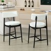 Mid-Century Modern Counter Stools Set of 2, Upholstered Seats with Rubber Wood Frame and I-Shaped Footrest - 2 of 4