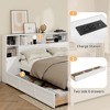KIGFTSOD White Wooden Storage Bed with Tall Extended Bookcase Headboard, 6 Drawers and Charging Station for Teens Adults, No Box Spring Needed - 4 of 4