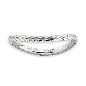 Black Bow Jewelry 1.5mm Stackable Sterling Silver Curved Wheat Band - 1 of 4