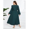 YESFASHION Women's Plus Size Fall Dress with Pocket Long Sleeves V Neck Side Split Long Maxi Dress - 3 of 3