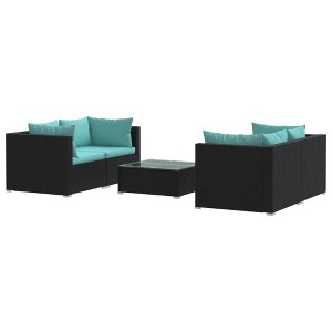 vidaXL Garden Lounge Set Black - 1 of 4