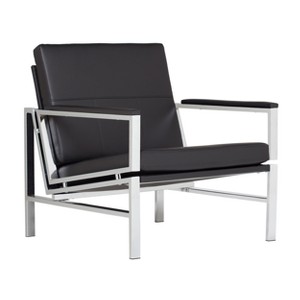 Atlas Mid-Century Modern Living Room Accent Chair with Bonded Leather and Metal Frame - Studio Designs Home - 1 of 4