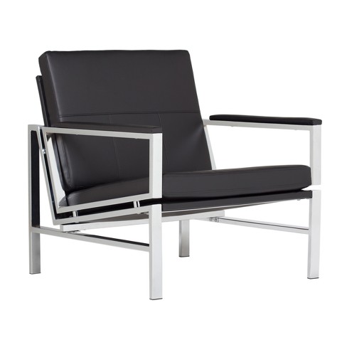 Black leather chair metal frame new arrivals