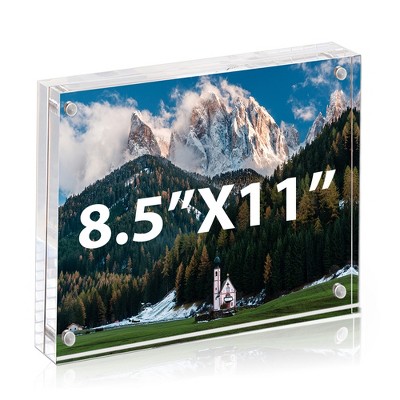 BP4U Acrylic Double-Sided Magnetic Picture Frame, Clear Frameless Freestanding Photo Frame for Home or Office Tabletop Display