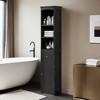 Tall Bathroom Cabinet, Freestanding Storage Cabinet with Drawer, MDF Board, Adjustable Shelf - Leovsnove - 2 of 4