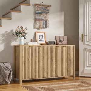PAKASEPT 55" Fluted Buffet Sideboard Cabinet with 4 Doors and Adjustable Shelves, Buffet Table Coffee Bar Wine Bar Storage Cabinet - 1 of 4