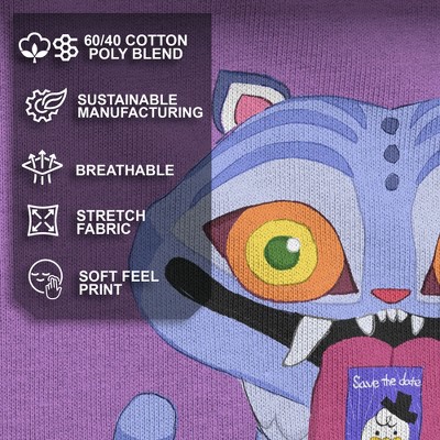 KPop Demon Hunters Girls KPop Demon Hunters Derpy Save The Date T Shirt - Purple Berry - Medium — фото 4