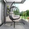 Foldable Rattan Hammock Chair,PE Rattan Hammock Chair with Cushion for Indoor Outdoor,Hanging Hammock Chair for Patio Balcony Garden-Coolbibila - 2 of 4