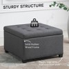 Ridstar 27.5 in. W Fabric Tufted Square Storage Ottoman with Flip Top Seat Lid For Entryway, Living Room & Bedroom-Grey - 3 of 4