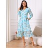 INSPIRE CHIC Women's Long Sleeve Floral V Neck Boho Ruffle Tiered Flowy Chiffon Midi Dress with Pocket - 4 of 4