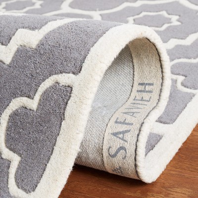 Ivory and Dark Grey Hand-Tufted Wool Square Rug