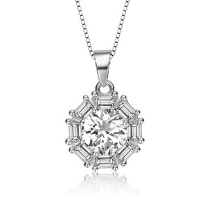 Guili Cubic Zirconia Sterling Silver Rhodium Plated Pendant, Designed to Add a Gleaming Touch of Glamour to Your Day and Evening Looks - 1 of 3