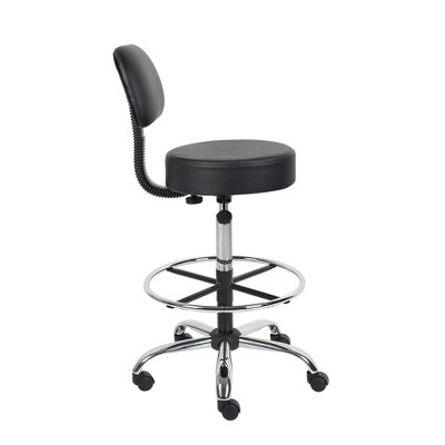 Adjustable Black Leather Medical Drafting Stool